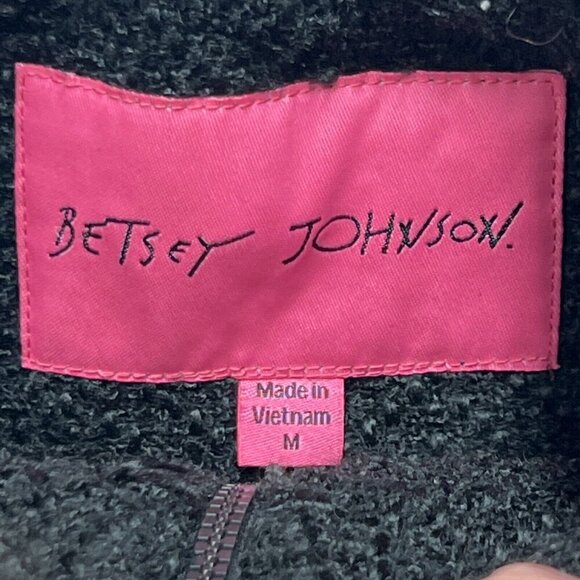 Betsey Johnson Jacket Womens M Black Chevron Textured Boucle Knit Coat Classic - Picture 9 of 10